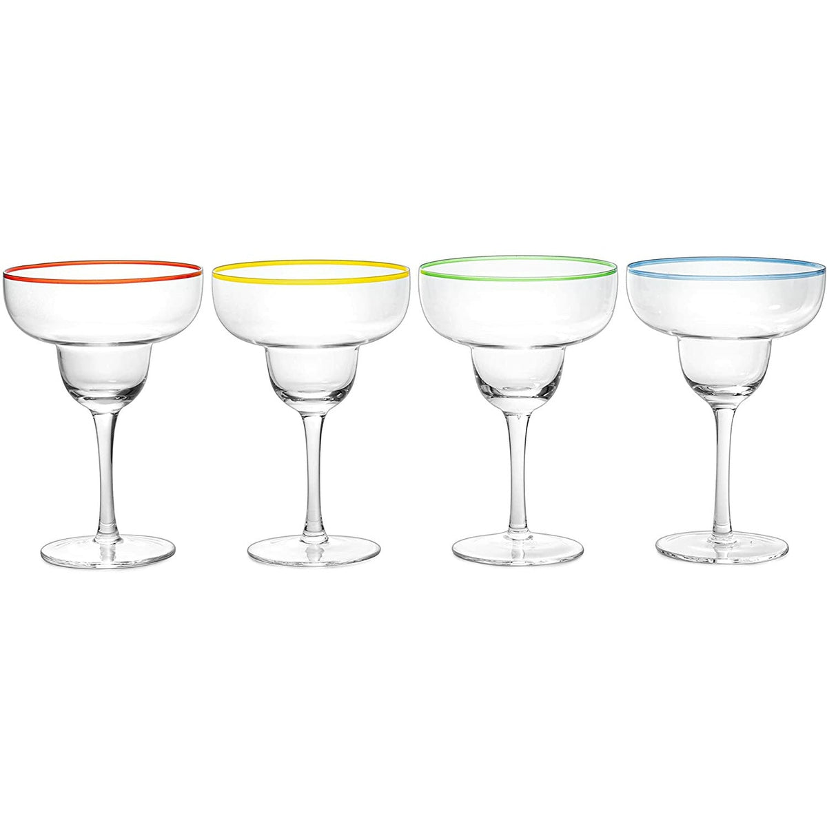 Pahare de cocktail Margarita pentru petrecere, cu margini colorate, set de 4 pahare de 355 ml de la Fies