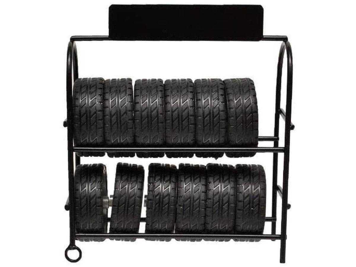 Raft metalic pentru anvelope cu jante și cauciucuri pentru modele la scară 1/24 de la American Diorama