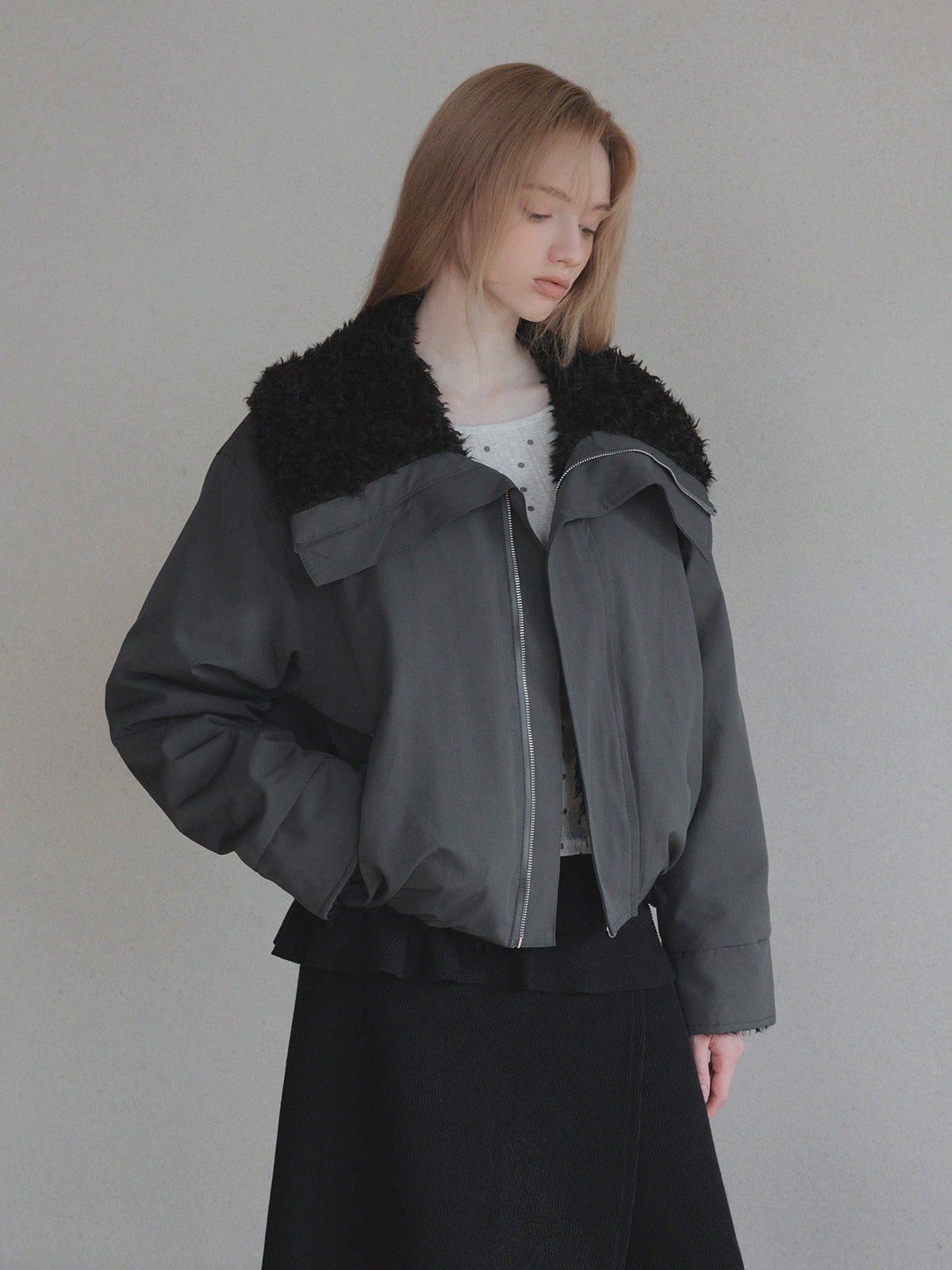 Rihen Fur MA-1 Bomber Jacket