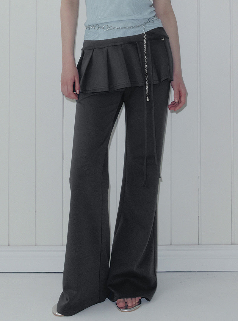 Renbe pleats layered banding long pants