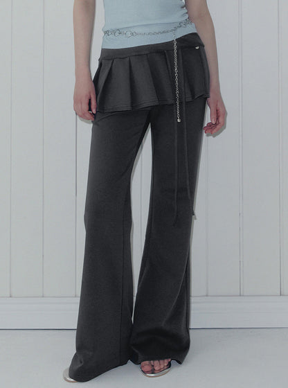 Renbe pleats layered banding long pants