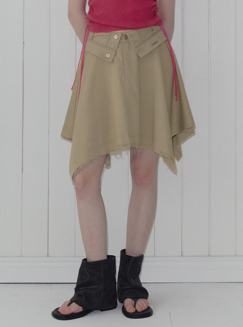 Rique folding vintage unbalanced midi skirt