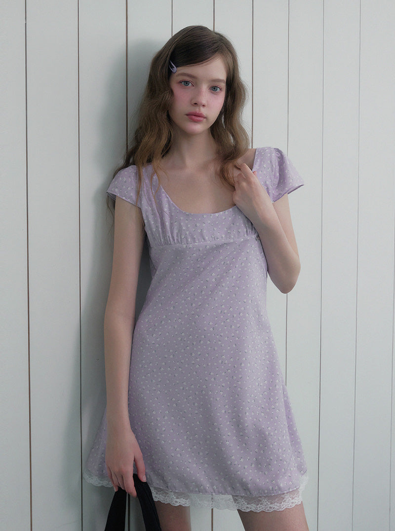 Illat flower cap sleeve mini dress