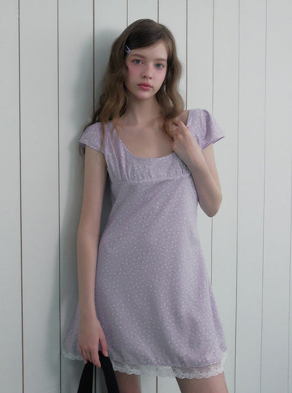 Illat flower cap sleeve mini dress