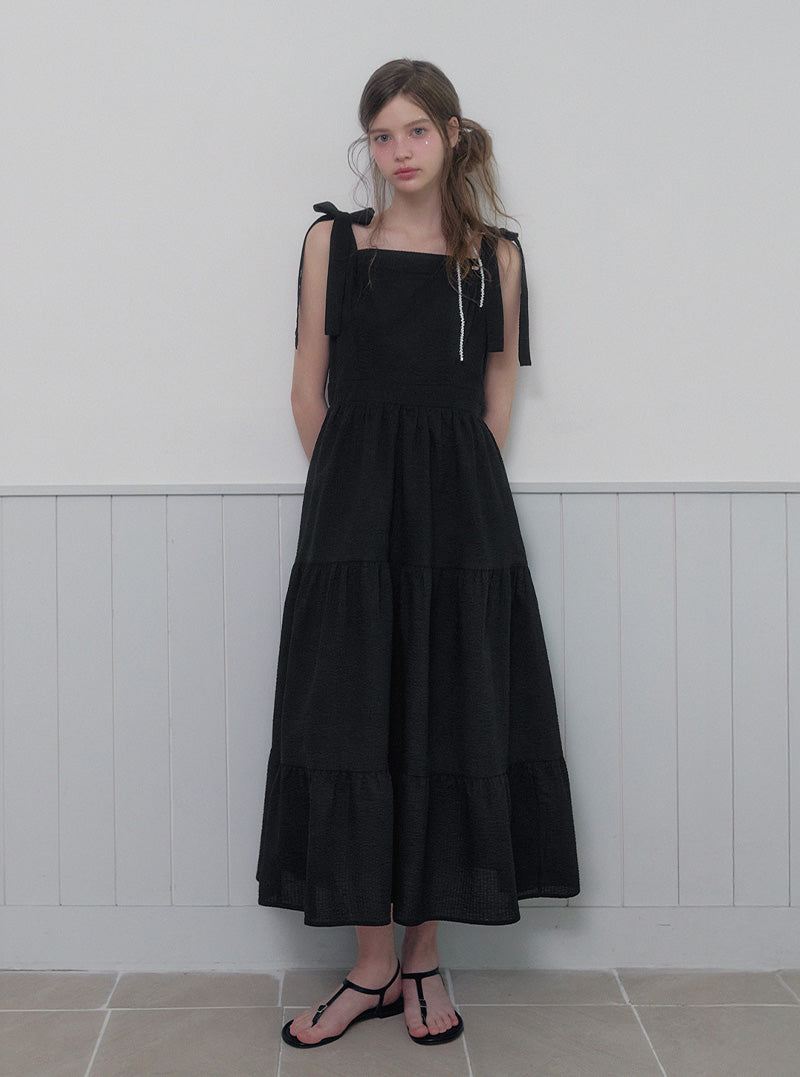 Pendue tiered strap sleeveless long dress