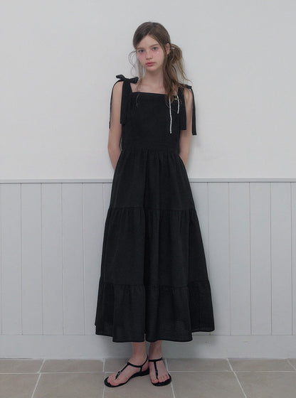 Pendue tiered strap sleeveless long dress