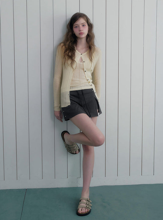 Niven stud slit mini skirt shorts