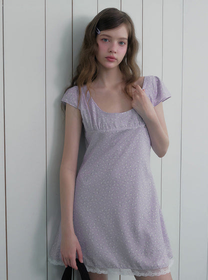 Illat flower cap sleeve mini dress