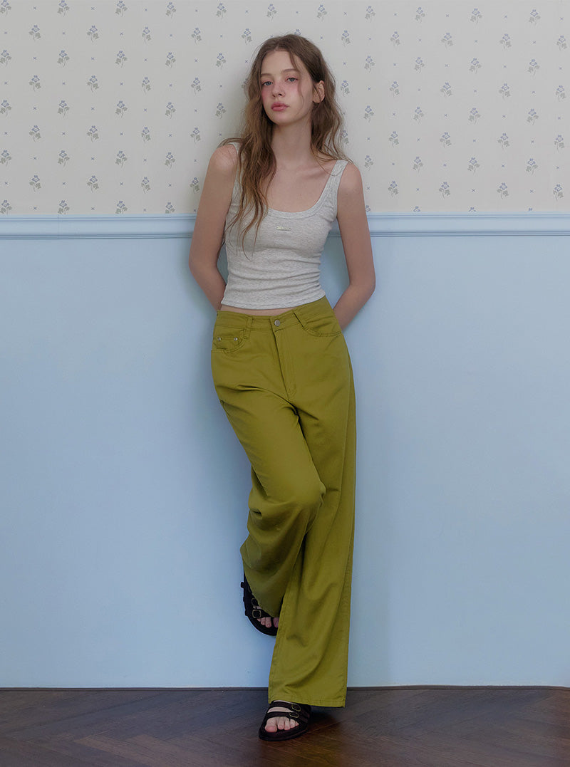 Hezen color straight long pants