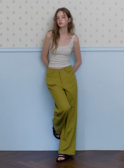 Hezen color straight long pants