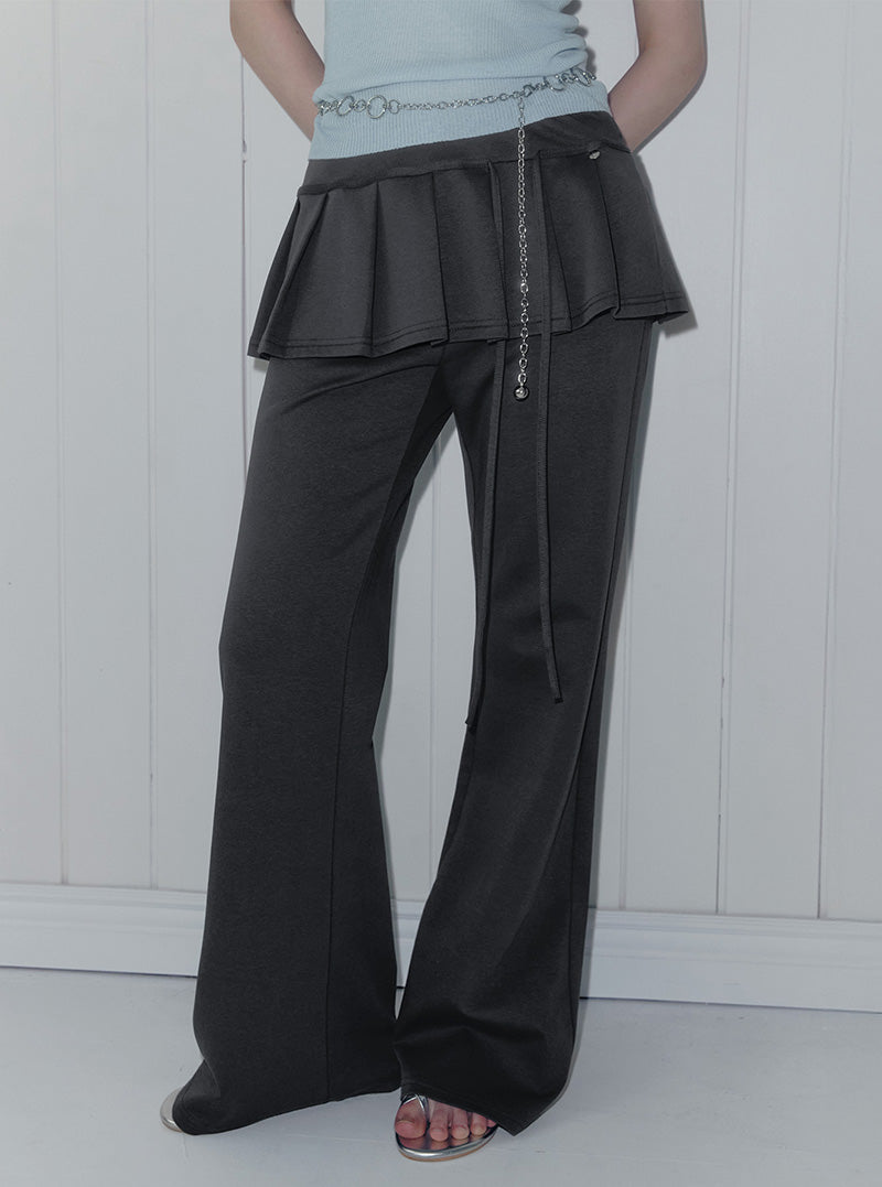Renbe pleats layered banding long pants