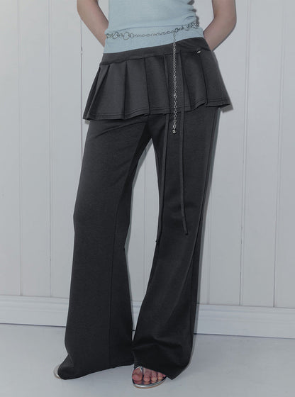 Renbe pleats layered banding long pants