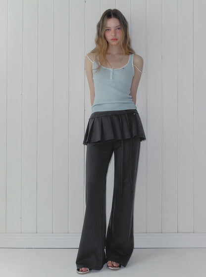 Renbe pleats layered banding long pants
