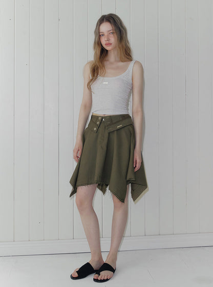 Rique folding vintage unbalanced midi skirt