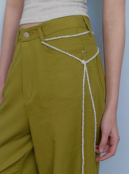 Hezen color straight long pants