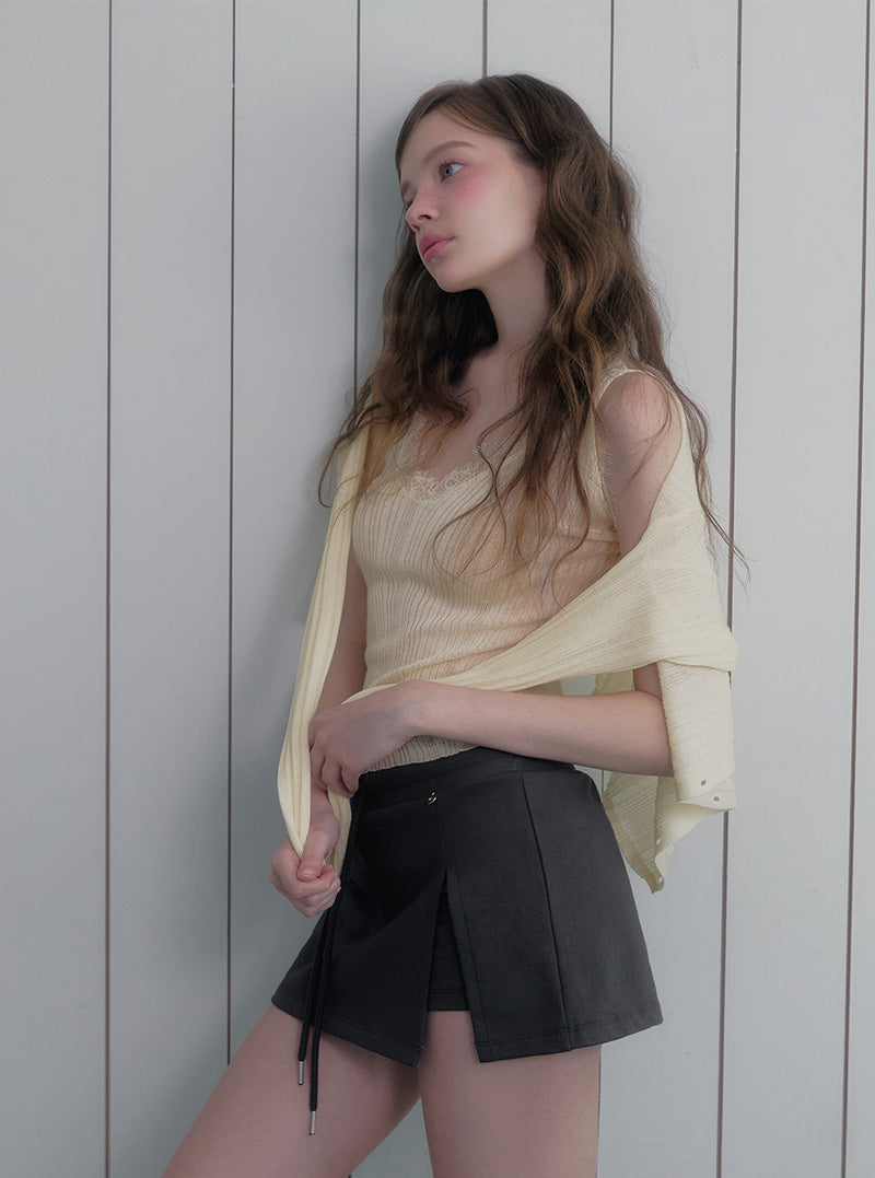 Niven stud slit mini skirt shorts