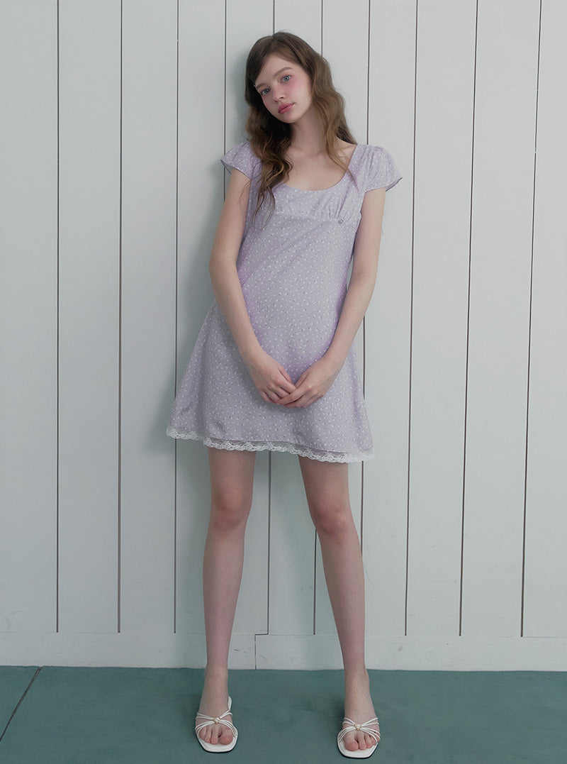 Illat flower cap sleeve mini dress