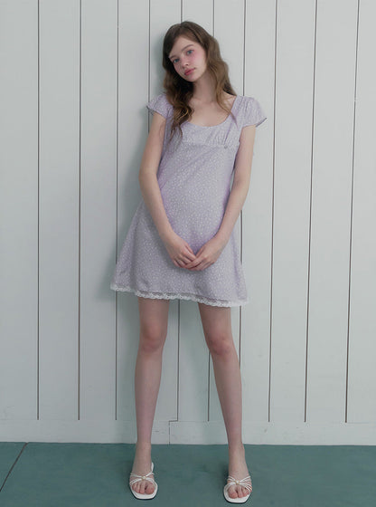 Illat flower cap sleeve mini dress