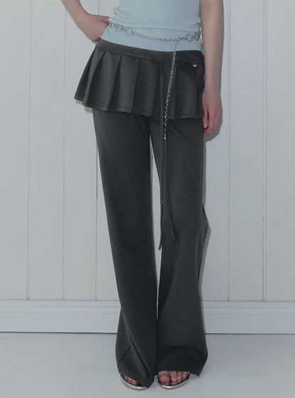 Renbe pleats layered banding long pants