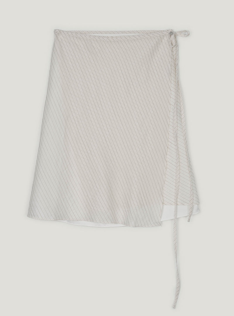 Sunid stripe wrap midi skirt