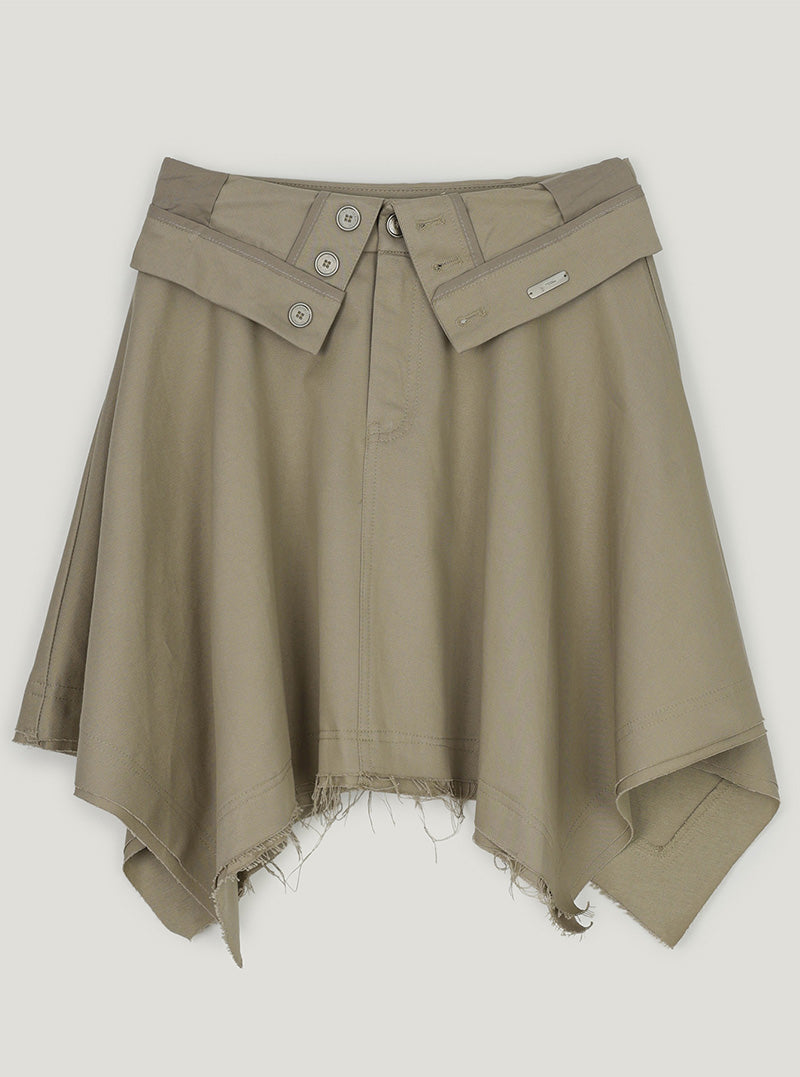 Rique folding vintage unbalanced midi skirt