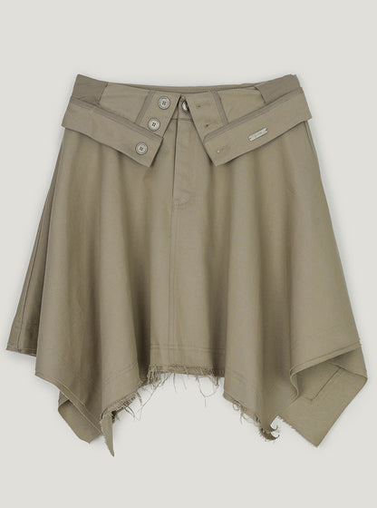 Rique folding vintage unbalanced midi skirt