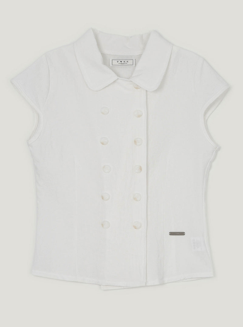 Evil collar double short sleeve blouse