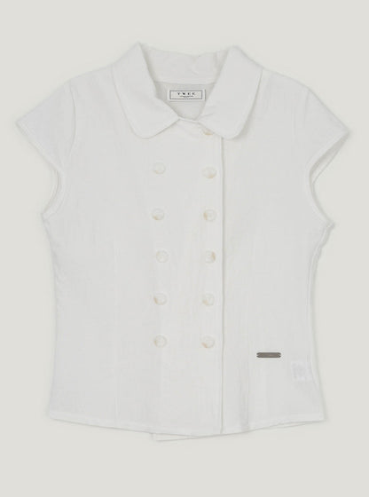 Evil collar double short sleeve blouse