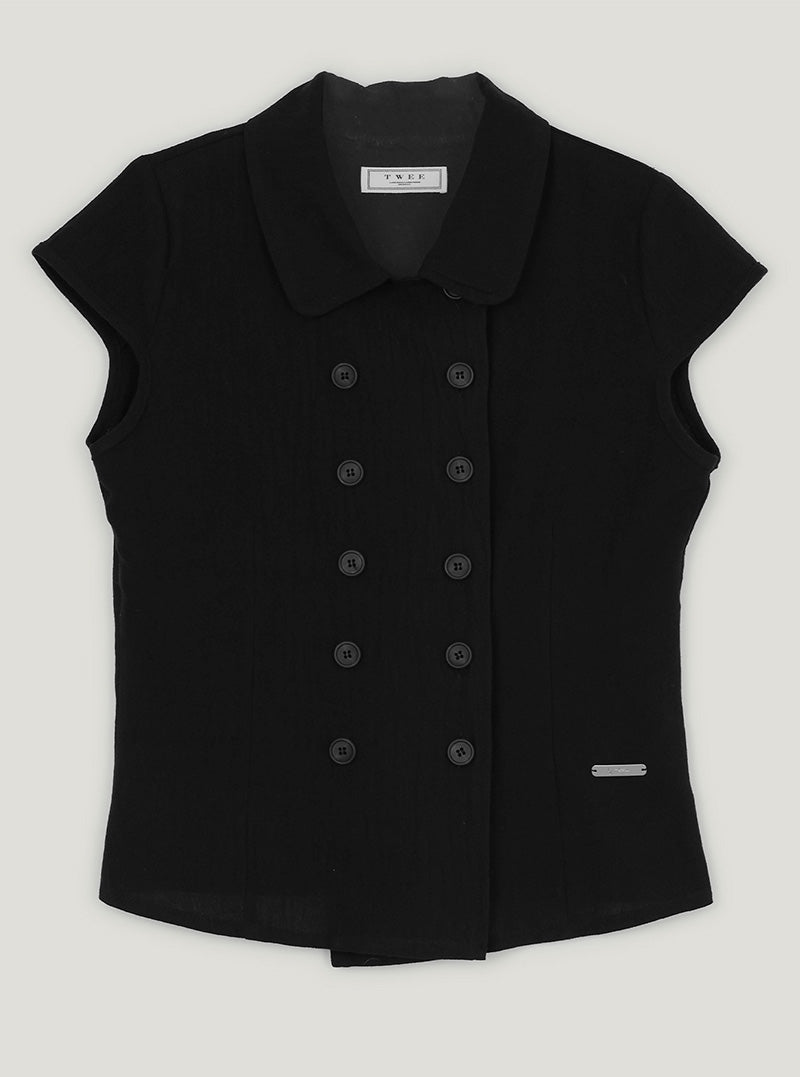 Evil collar double short sleeve blouse