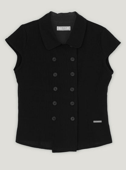 Evil collar double short sleeve blouse