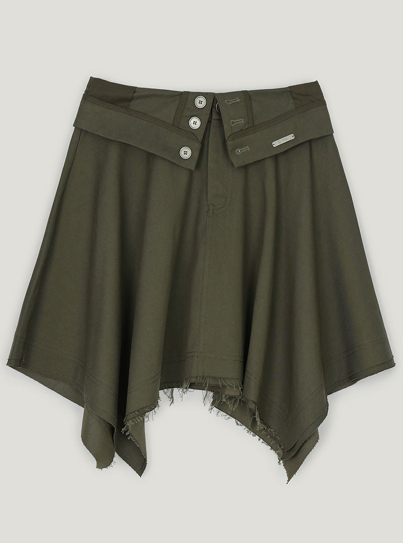 Rique folding vintage unbalanced midi skirt