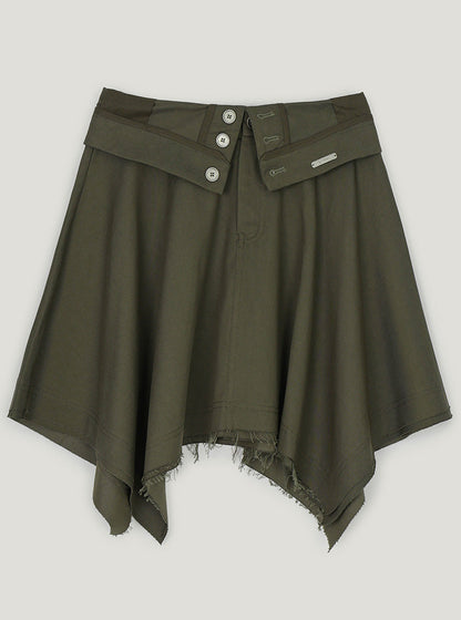 Rique folding vintage unbalanced midi skirt