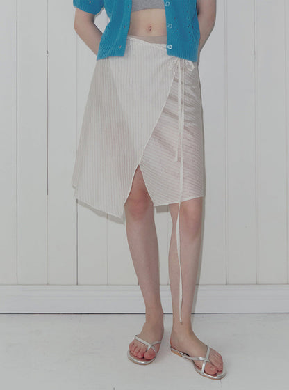 Sunid stripe wrap midi skirt