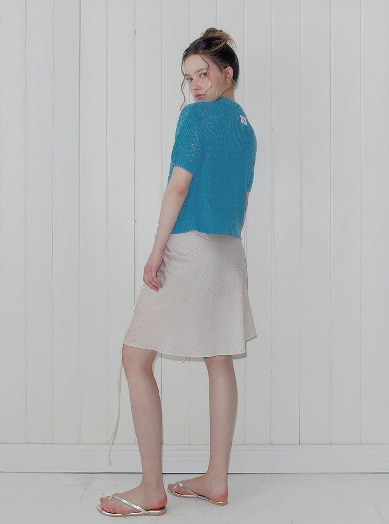 Sunid stripe wrap midi skirt