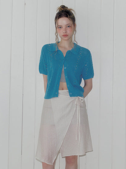 Sunid stripe wrap midi skirt