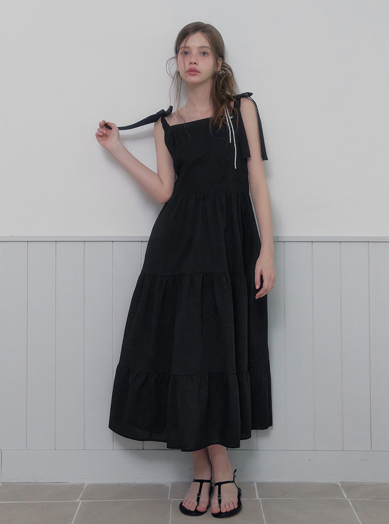 Pendue tiered strap sleeveless long dress