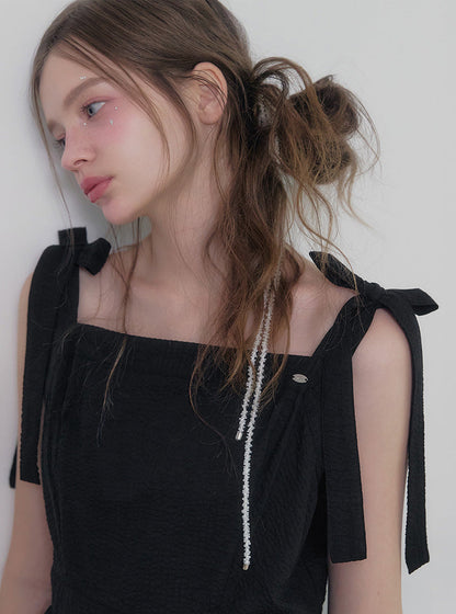 Pendue tiered strap sleeveless long dress