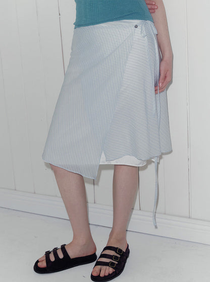 Sunid stripe wrap midi skirt