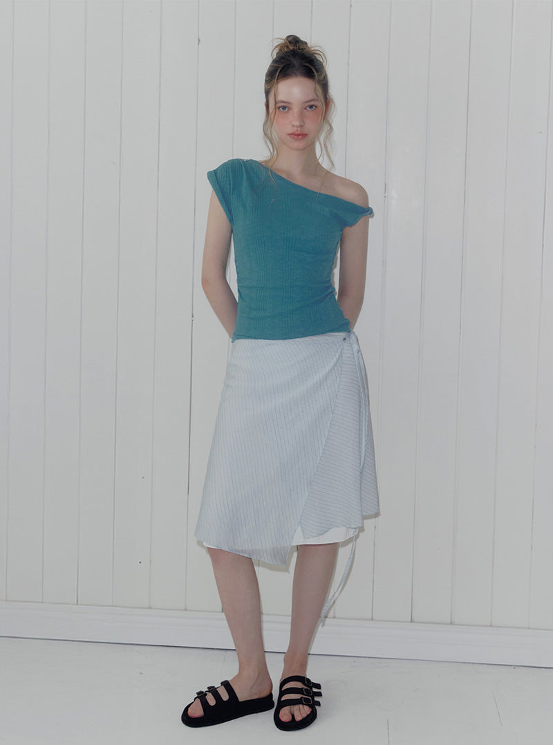 Sunid stripe wrap midi skirt