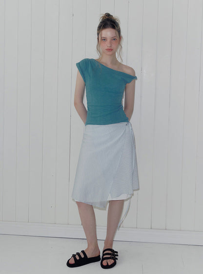 Sunid stripe wrap midi skirt