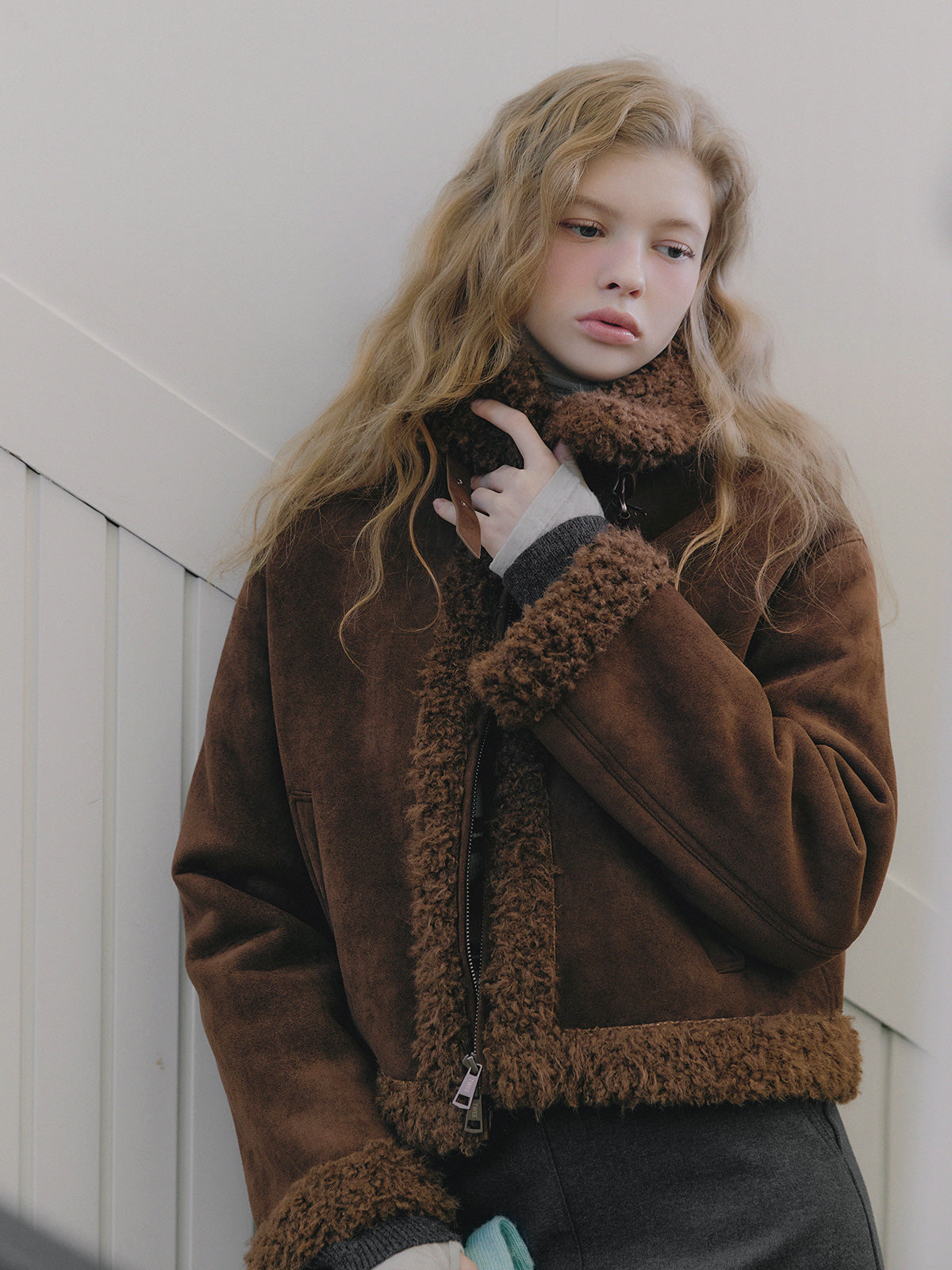Bear Collar Short Shearling Jumper