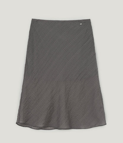 Beret check banding midi skirt