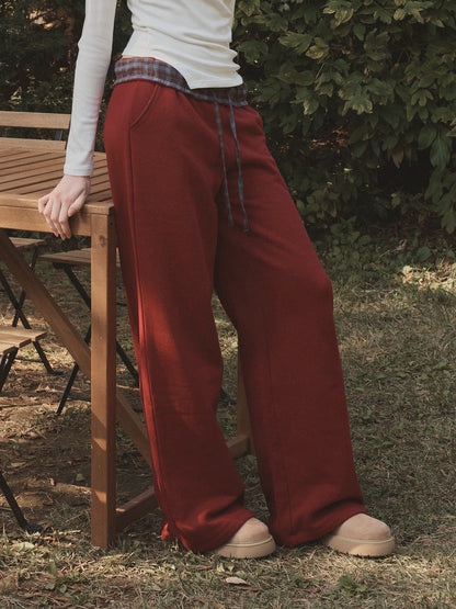 Jardin Check Contrast Wide Sweatpants