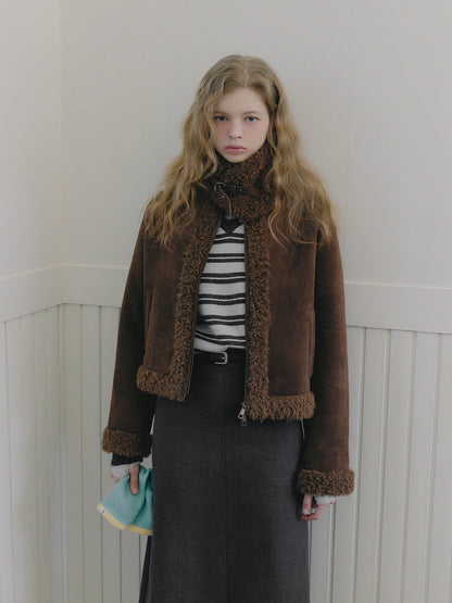 Bear Collar Short Shearling Jumper
