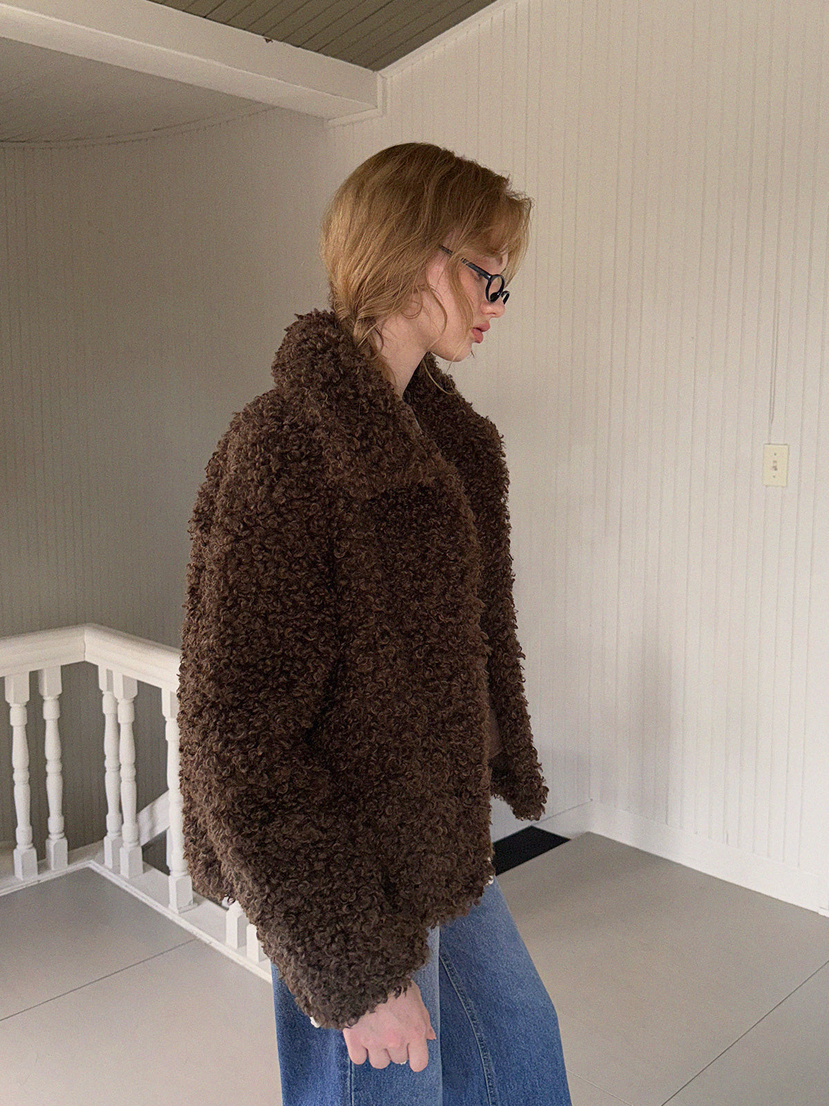 Rotten Wide-Collar Teddy Fur Jacket