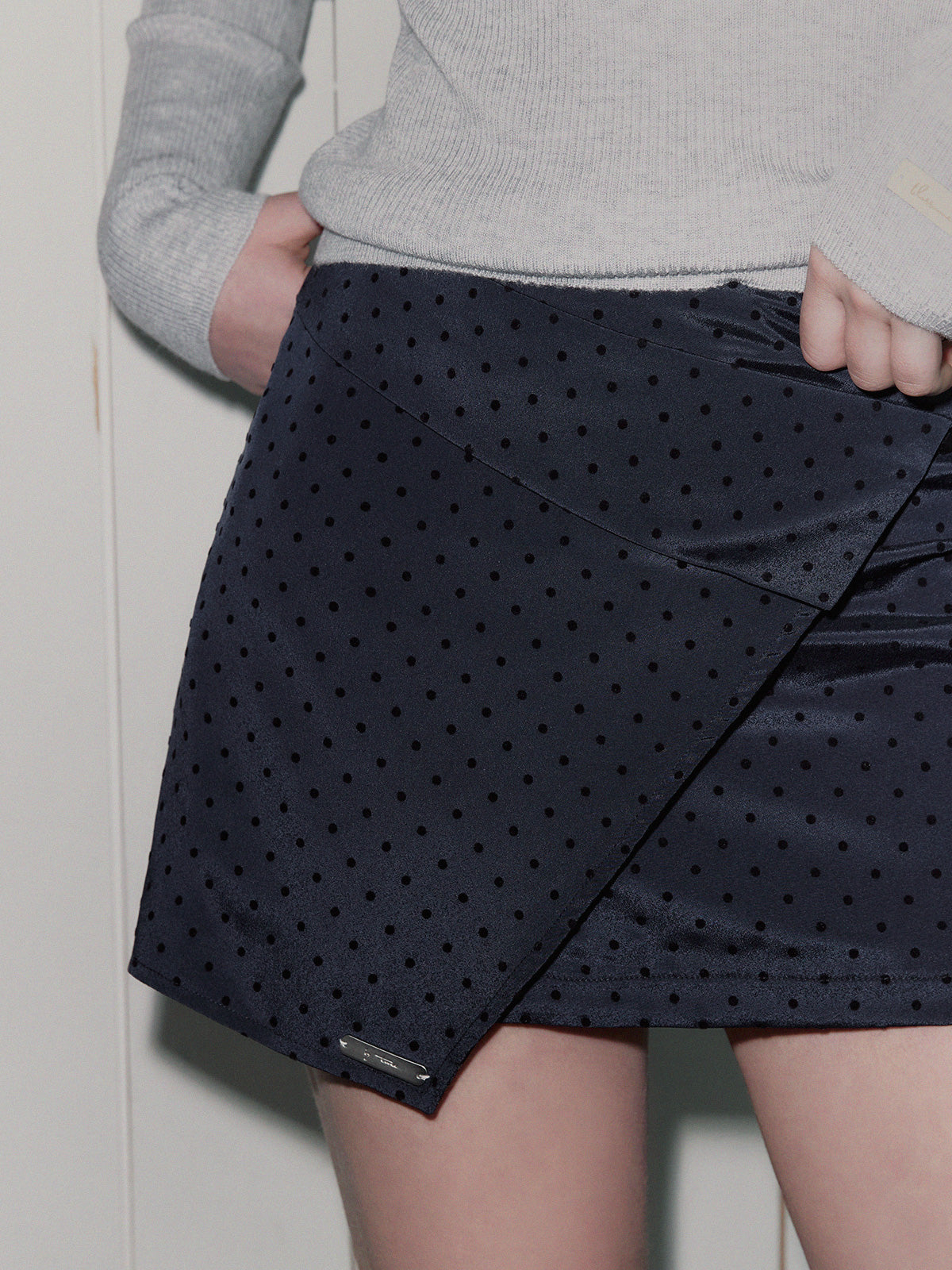 Belvid Dot Wrap Mini Skirt