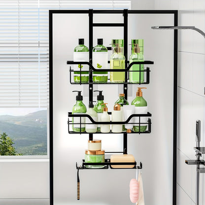 Lookrover 3-Tier Over-Door Bathroom Shower Caddy Rustproof Black Cast Iron