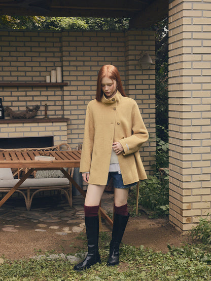 Heton High Neck Handmade Half Coat (with Strap)