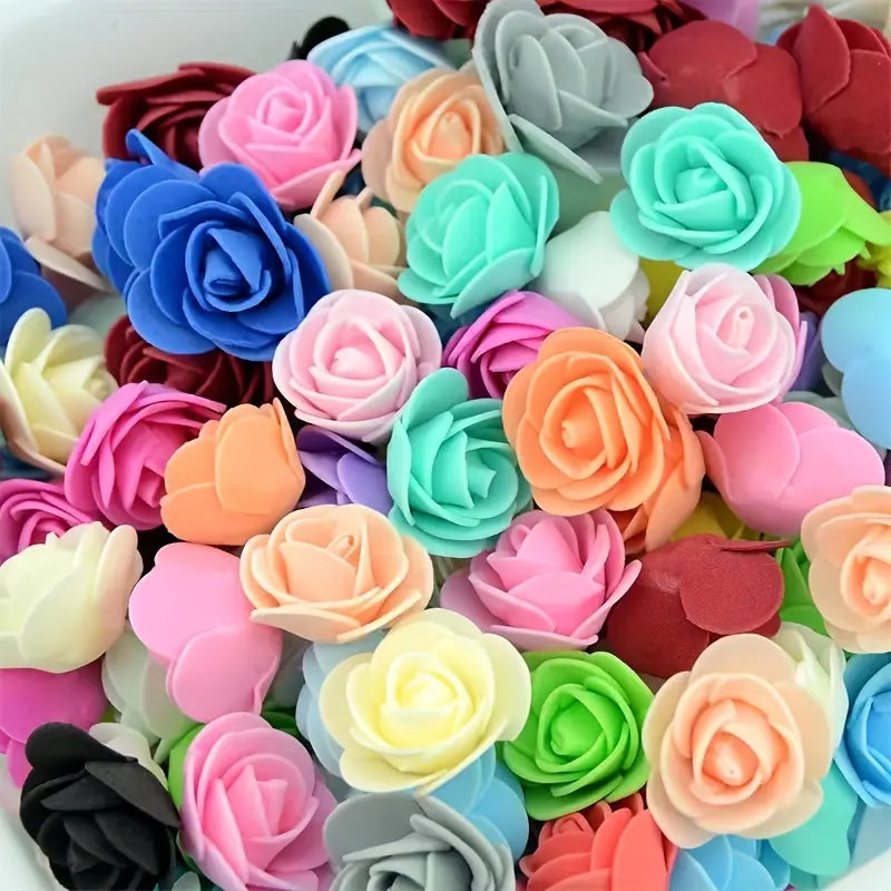 Lookrover 500pcs Mixed Color Artificial Rose Flower Heads Bulk DIY Craft Decoration