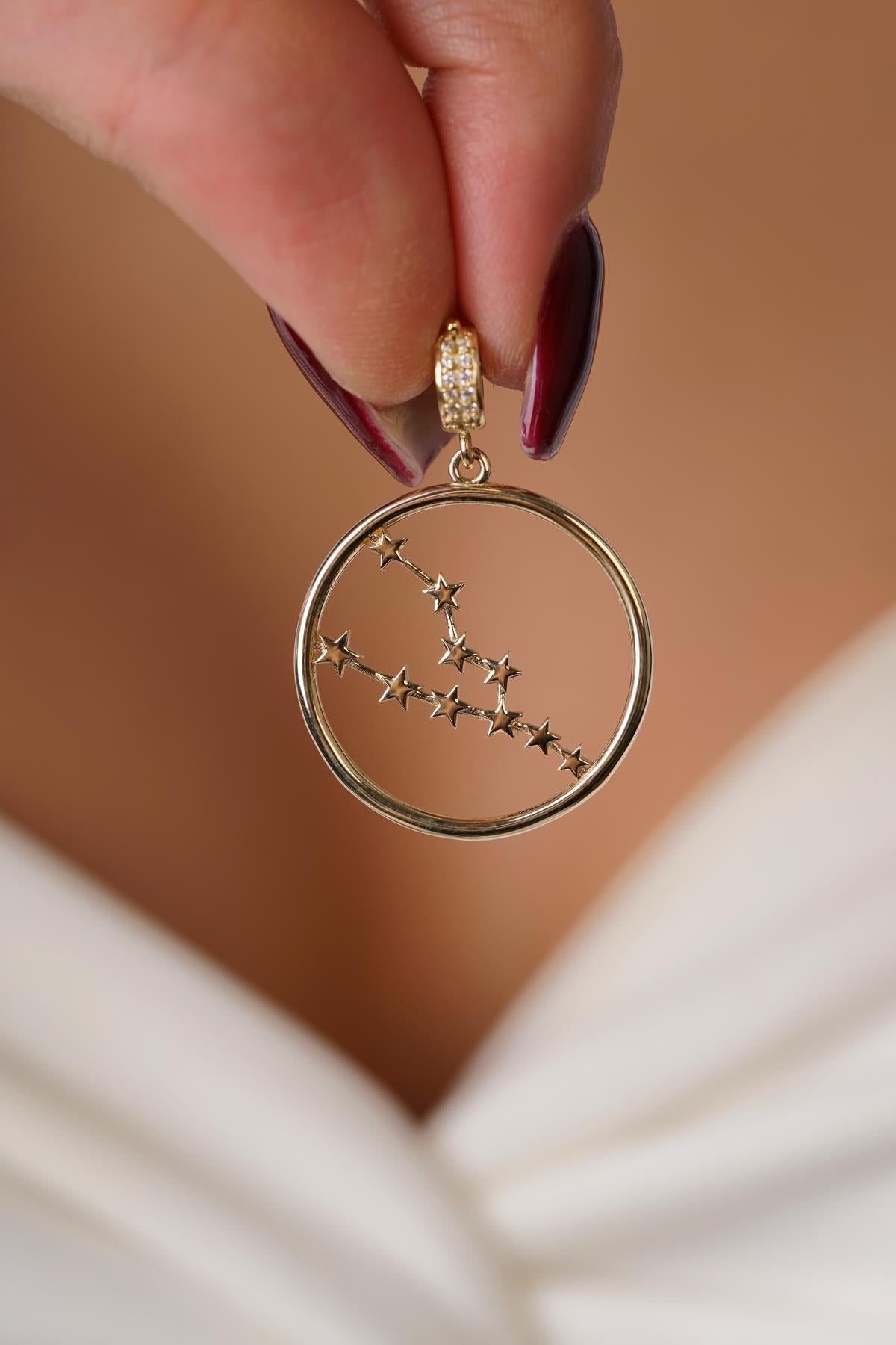 14ct Gold Taurus Zodiac Constellation Pendant